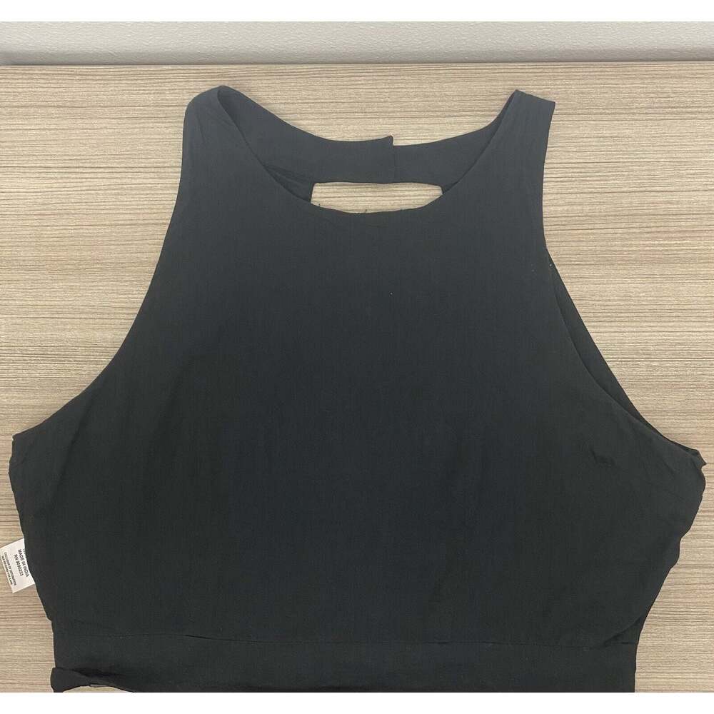 Kendall Kylie Women’s Black Viscose Brass Metal Beads Crop Top Zipper Size Large - Picture 3 of 6